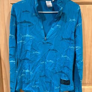Salmon sisters  Teal Fish Print long sleeve